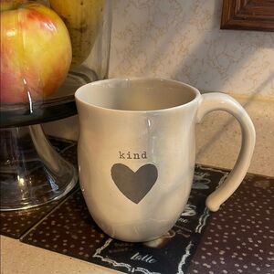 Demdaco Cream Stoneware Mug with Gray Heart
